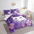thumbnail image 4 of Homewish Cute Kitten Animal Bedding Comforter Set 7 Pieces for Teen, Cartoon Garden Cat Full Bedding Set, Dreamy Purple Flower Reversible Fitted Sheet Flat Sheet, Luxury Bedroom Decor, 4 of 8