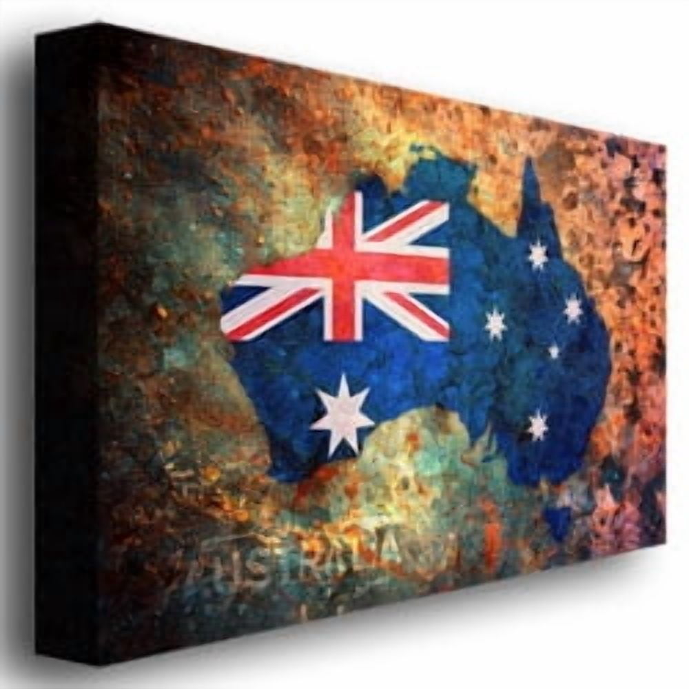 Trademark Fine Art Maps Canvas Art ' Atralia Flag Map ' by Michael Tompsett