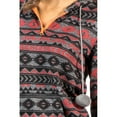 thumbnail image 5 of Ashford & Brooks Women's Sweater Fleece Zip Up Hooded Sleep Lounge Shirt - Charcoal Coral - Small, 5 of 5