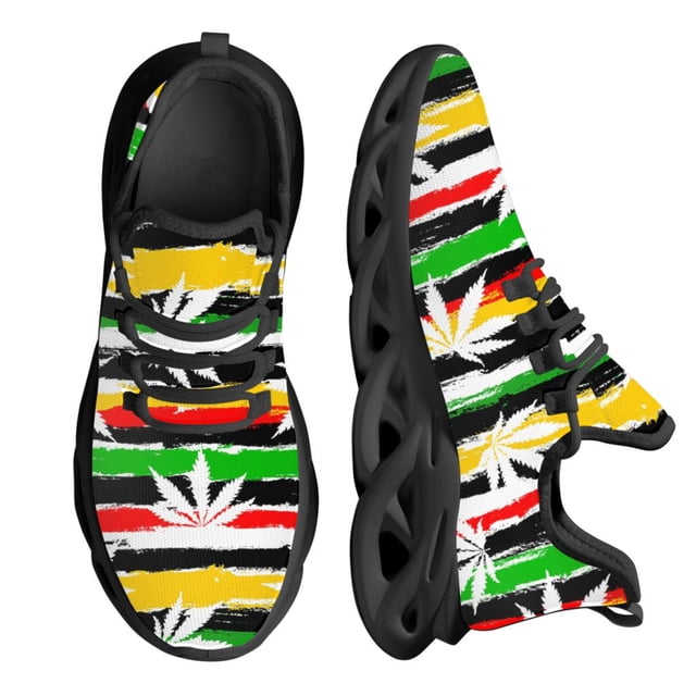 Zapatos planos con estampado de hojas de marihuana en 3D para mujer, zapatillas cómodas con cordones, calzado ligero