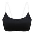thumbnail image 4 of IQOGKRN Women's Clear Strap Bra Wireless Invisible Low Back Unpadded Bra with Convertible Straps Black L, 4 of 5