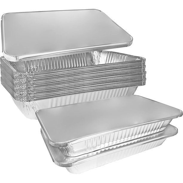 Duty Full Size Shallow Aluminum Pans With Lids Foil Roasting & Steam