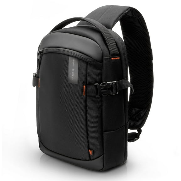 Sharper Image Venture Crossbody Sling Bag Backpack, Daypack Chest Bag w/ Adjustable Shoulder Strap for Outdoor Travel Hiking, Water Resistant, Black