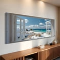 thumbnail image 2 of Ocean Beach Window Canvas Wall Art - Summer Coastal Seascape Picture Landscape Canvas Prints, Horizontal Tropical Sea Paintings Artwork for Home Decor, 2 of 7
