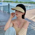 thumbnail image 3 of CoCopeaunts Womens Empty Top Straw Hat Summer Wide Brim UV Protection Sun Hats Outdoor Travel Sunscreen Beach Visor Cap Ladies Ponytail Cap, 3 of 6