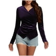 thumbnail image 3 of Aboser Wrap Tops for Women Party Evening Shirts Elegant Velvet Blouse Slim Fit V Neck Pullover Top Soft Long Sleeve Shirt Solid Color Casual Blouses, 3 of 8