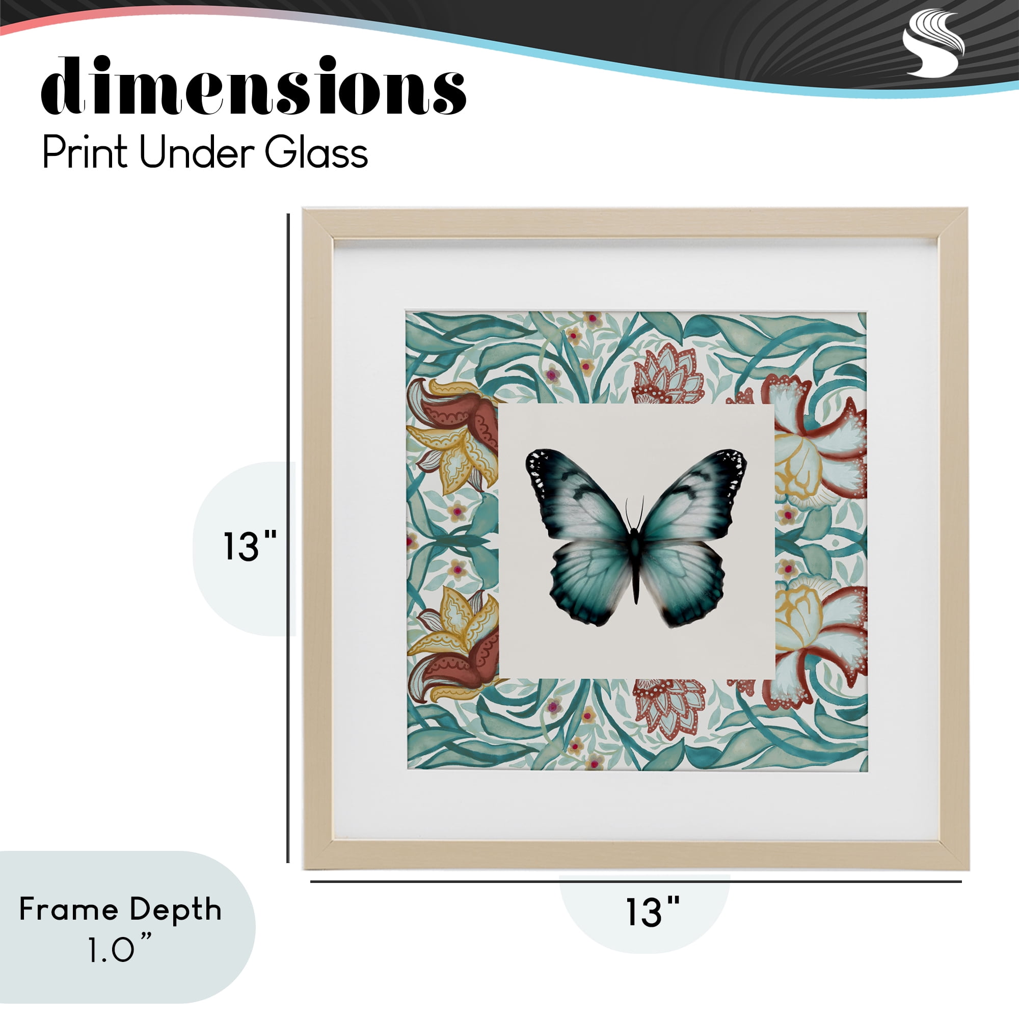 Stupell Industries Blue Toned Baroque Butterfly Birch Framed Print Under Glass, design by Elizabeth Medley
