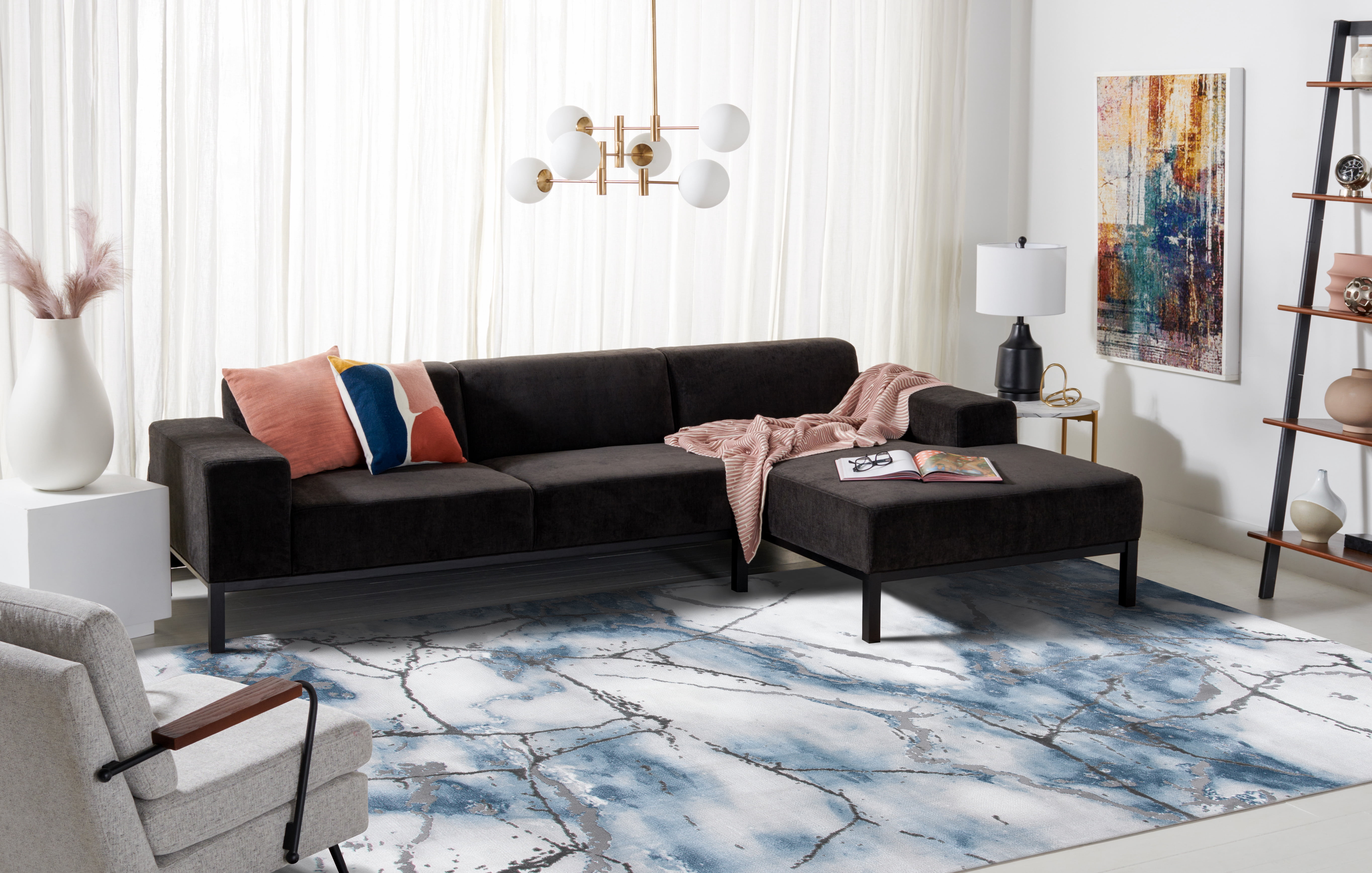 SAFAVIEH Craft Paul Abstract Area Rug, Grey/Blue, 9' x 12'
