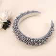 thumbnail image 5 of Unique Bargains Pearls Padded Headband Sponge Wide Brim Headband Women Hairband Gray, 5 of 7