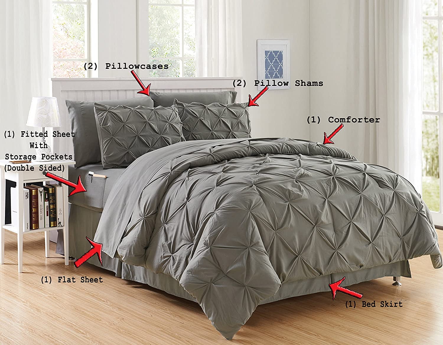 Elegant Comfort Modern 8-Piece Navy Blue Comforter Bed-in-a-Bag, Cal King