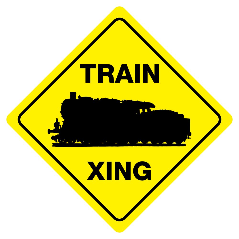TRAIN CROSSING Funny Novelty Xing Sign