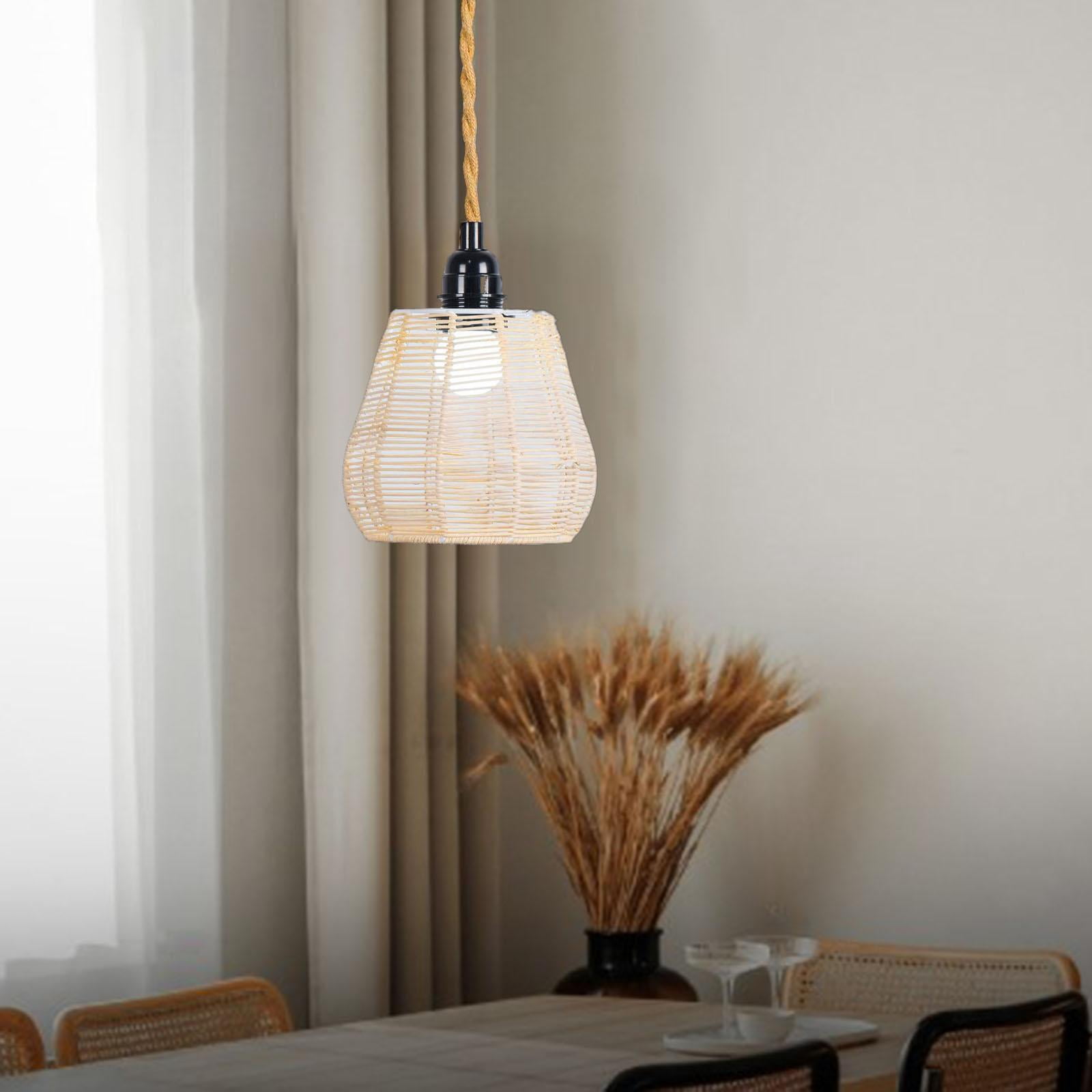 Bvdfgk Ceiling Fan Light Cover, Retro Rattan Woven Chandelier Light Cover, Woven Rattan Style B