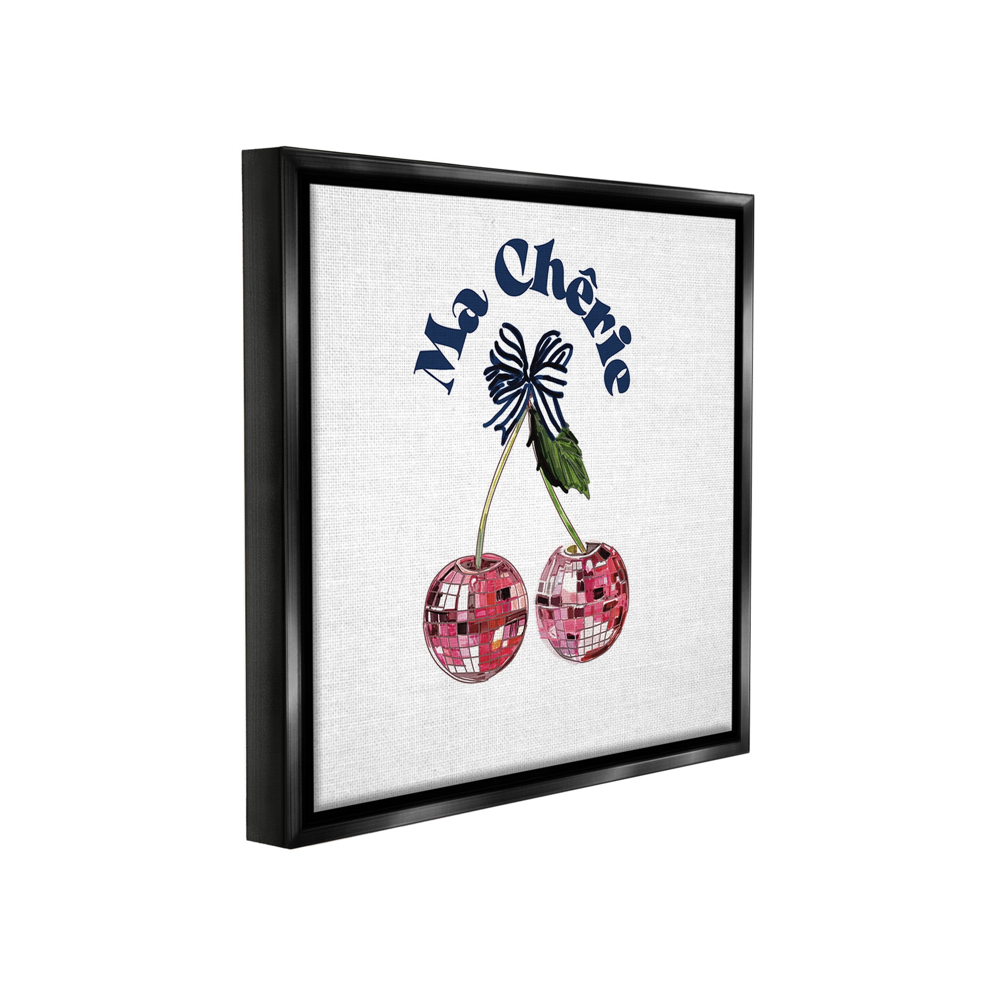 Stupell Industries Ma Cherie French Phrase Food & Beverage Painting Black Floater Framed Canvas Art Print Wall Art, 25 x 25