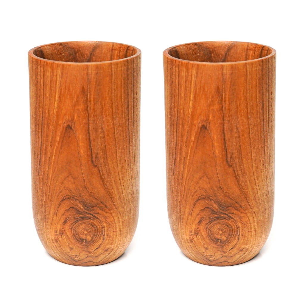 Classic Teak Wood Tea Cup Tall 2Pack