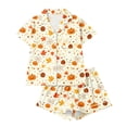 thumbnail image 6 of Womens Pajama Sets Fall Funny Pumpkin Print Button Short‑Sleeve Top Shorts Halloween Pajamas for Women Set, 6 of 7
