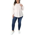 thumbnail image 2 of Agnes Orinda Women's Plus Size Tops Ribbed Knit Crew Neck Long Sleeve Casual Tunic Blouses with Button Decor 2X Light Pink, 2 of 5