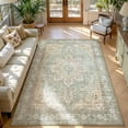 thumbnail image 2 of Toyoso 8x10 Large Persian Carpet - Seafoam Green & Cream Silicone Area Rug, 0.25" Low Pile Machine Washable Non-Slip Floor Cover for Dining Room, Pet Friendly Durable Indoor Decorative Rug, 2 of 9