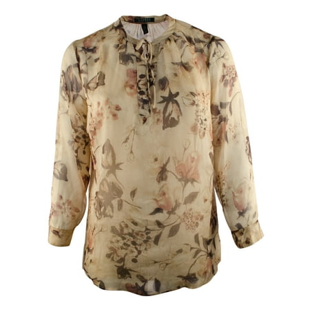 - Lauren Ralph Lauren Women's Plus Size Long Sleeve Floral Georgette Blouse-TM-1X