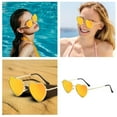 thumbnail image 3 of Heart Shaped Polarized Sunglasses - Gold Metal Frame, UV400 Protection - Retro Style - Women/Men - Parties/Travel/Driving, 3 of 7