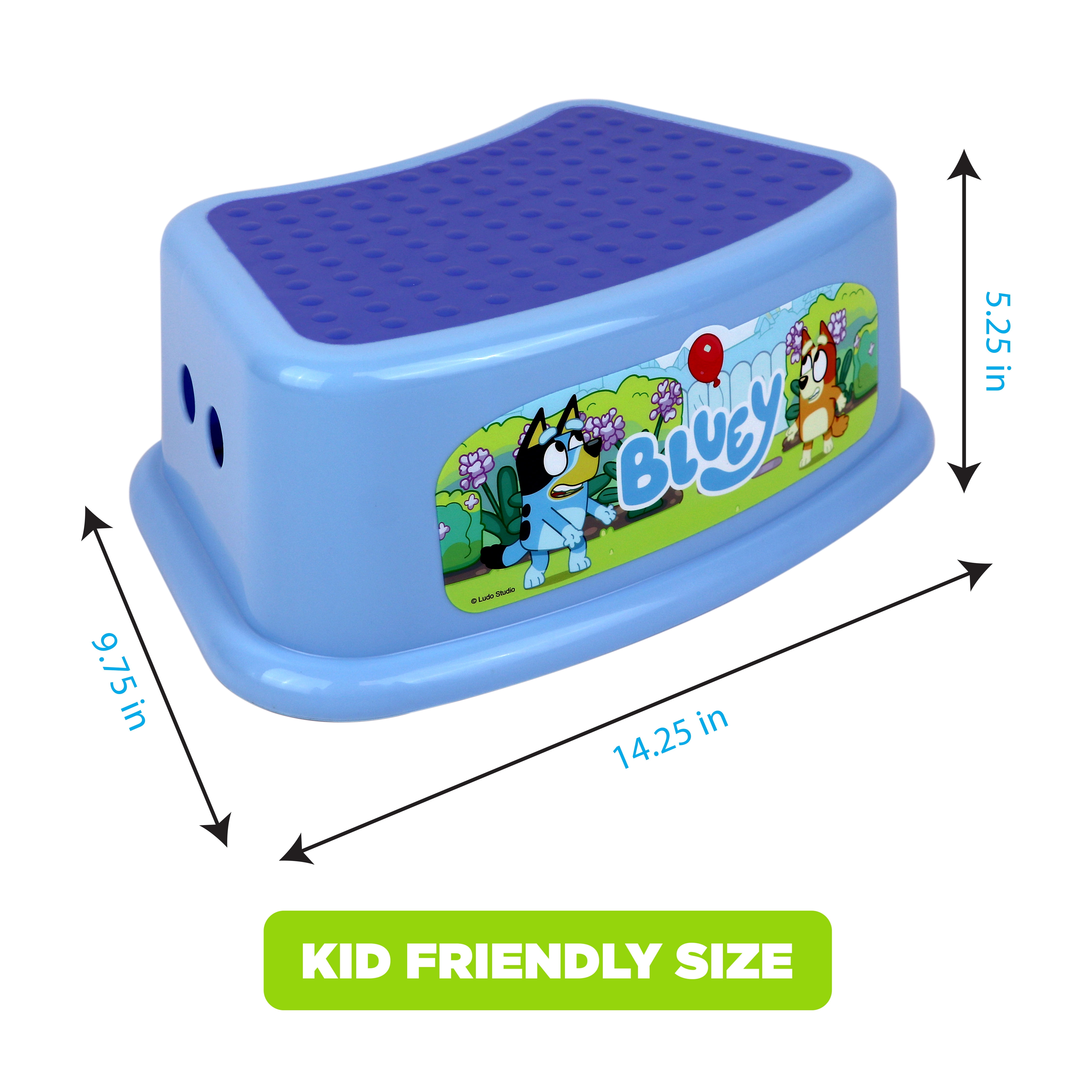 Bluey Durable Plastic Single Step Stool with Non-Slip Feet