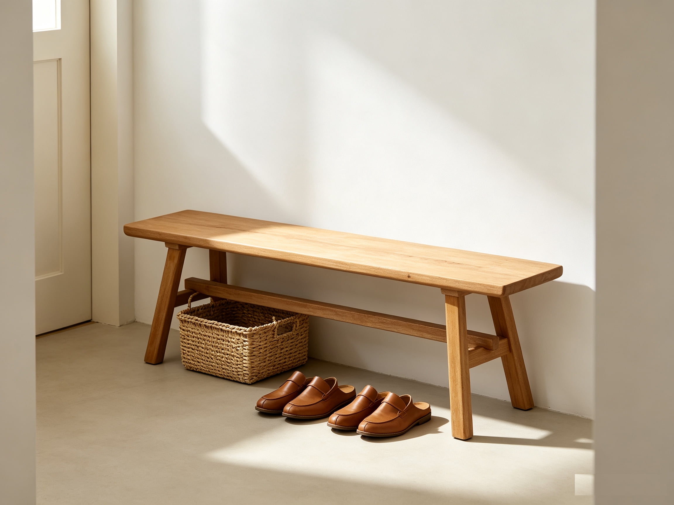 55" Farmhouse Wood Bench, Rustic Solid Wood Dining Room & Entryway Bench Seat for Indoors, Easy Assembly