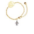 thumbnail image 2 of Delight Jewelry Medium Antiqued Fleur di Lis Gold-tone Flower Link Chain Bracelet, 6.75"+2" Extender, 2 of 4