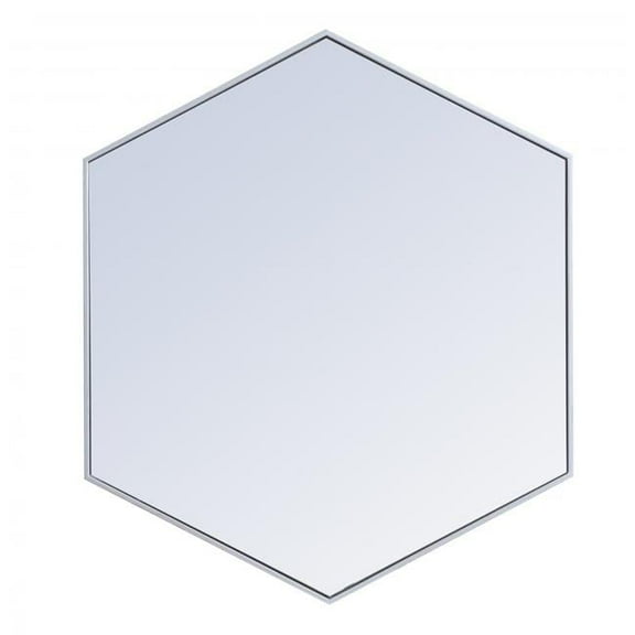 41 in. Metal Frame Hexagon Mirror in Silver - 40.125 x 34.25 x 0.16 in.