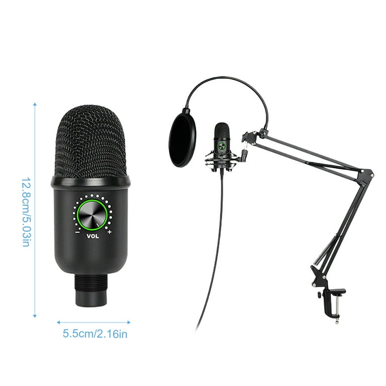 Wired Condenser Microphone Mic Recording Desktop Accessories Black Big Bracket Set - Walmart.com