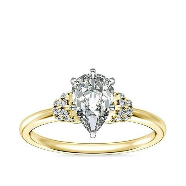 0.65 Carat Excellent Pear Cut Natural Diamond Beautiful Solitaire Bridal Ring for Bride Solid 14K Yellow Gold Size 5