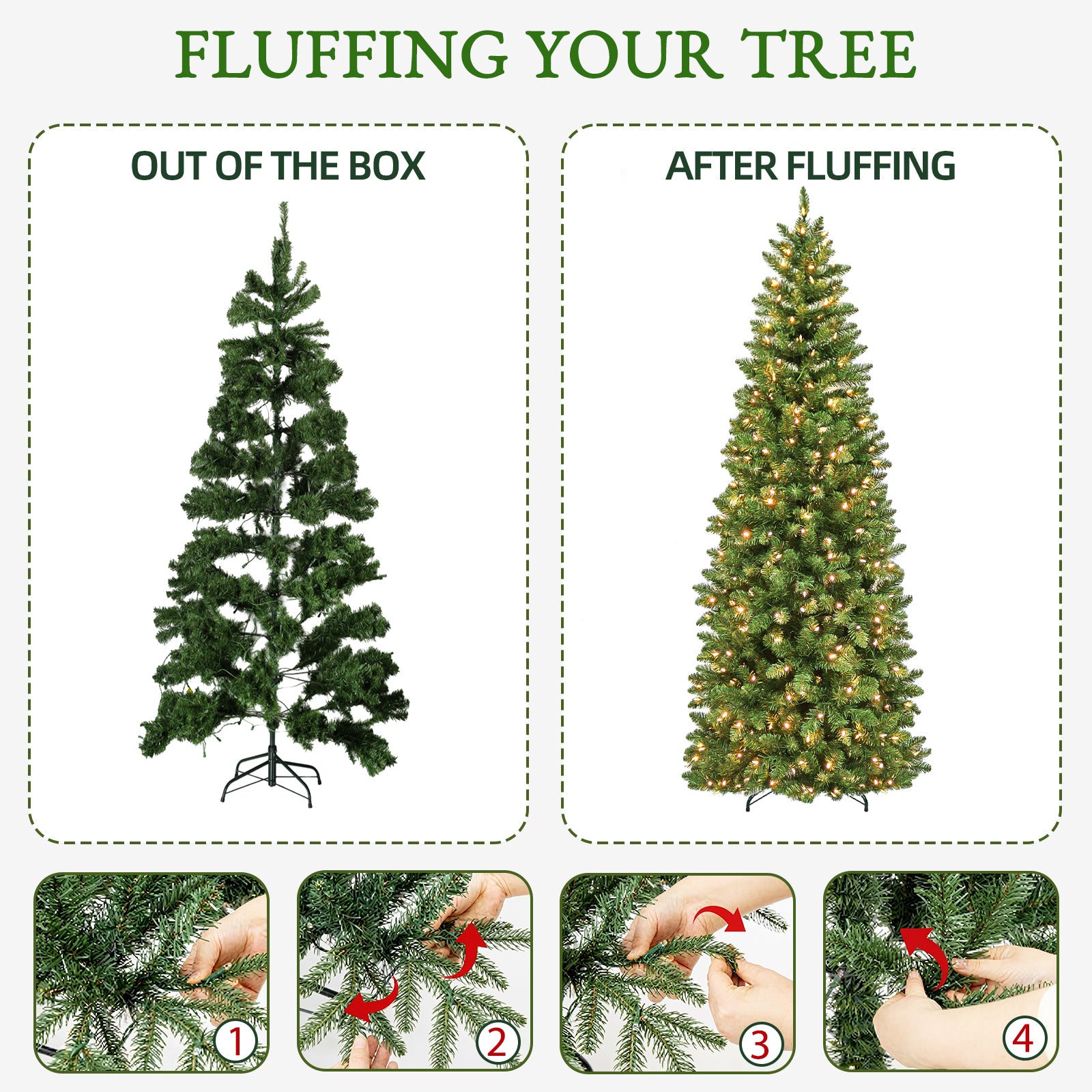 Vivatrees 7.5ft Slim Pre-Lit Artificial Christmas Tree photo 7
