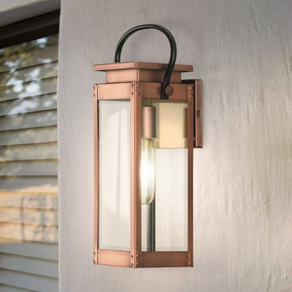 Luxury Modern Farmhouse Wall Sconce, Small Size: 15.875''H x 5.5''W, with Coastal Style Elements, Antique Copper Finish, UHP1533 from the Darwin Collection by Urban Ambiance