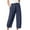 Navy, variant on Fesfesfes Linen Pants for Women Casual Solid Color Pockets Elastic Waist Band Trousers Comfortable Straight Leg Capri Pants