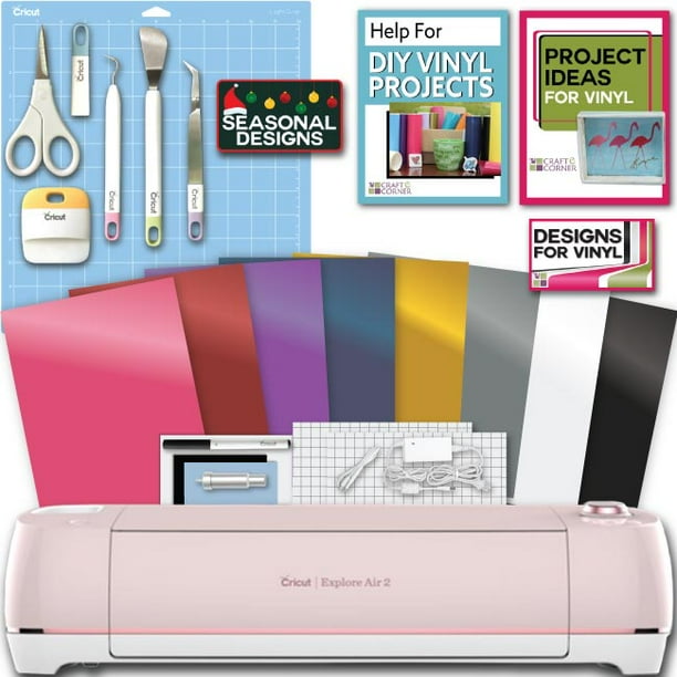 cricut explore air 2 machine bundle beginner guide, tool kit, vinyl