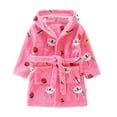 thumbnail image 1 of Hiiyo Kids Soft Flannel Hooded Bathrobe Boys Girls Sleepwear Night-Robe Pajama Robe, 1 of 2