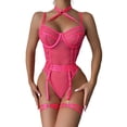 thumbnail image 1 of Harpily 2025 Combinaison Élastique en Maille pour Femmes, Col Halter Contrasté, Deux Pièces, Liquidation (Gants Non Inclus), 1 of 9