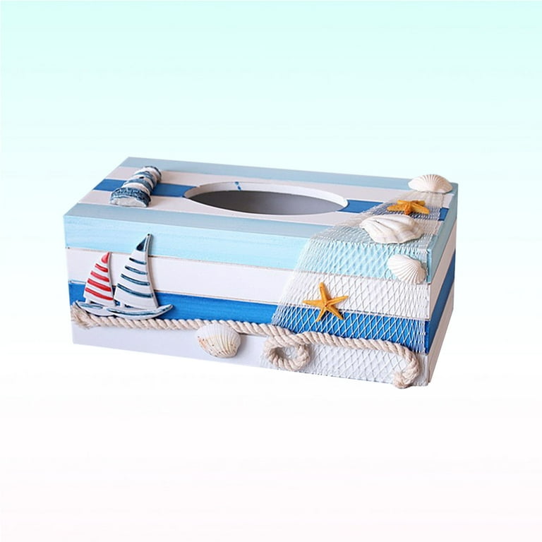 Etereauty Tissue Box Cover Holder Mediterranean Case Dispenser