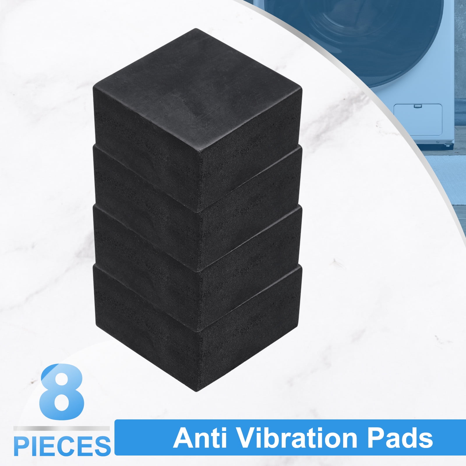 Uxcell 8 Pack Rubber Anti Vibration Pads, 2" x 2" x 1" Square Rubber Shock Absorbing Washer Pads, Non-Skid Protector Mat for Washer Dryer Air Conditioner Compressor