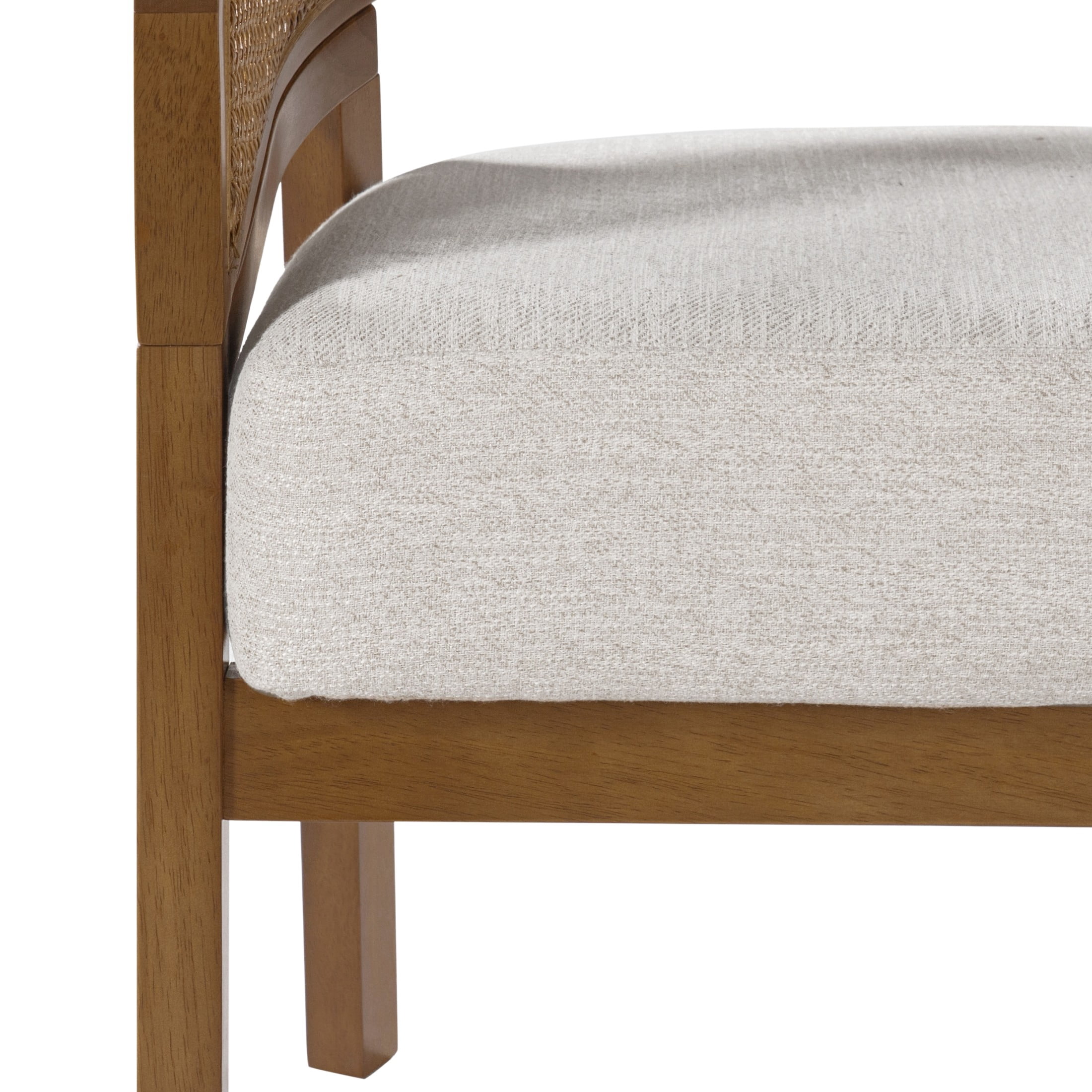 Christopher Knight Home Mid-Century Dining Chairs, Upholstered Seats, Rattan Cane Back, Walnut, Set of 2
