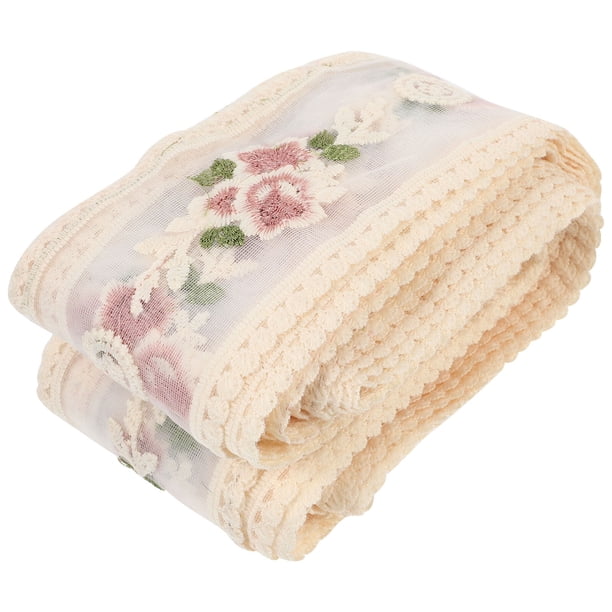 Cinta de encaje bordada con patrón de flores, 15 yardas, para coser y manualidades