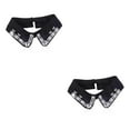 thumbnail image 3 of Langgg Collar Exquisite Removable Women Tie Rhinestones Sewing Convenient Detachable Collar Lapel Blouse Top Clothes Accessory Black 2Set, 3 of 6