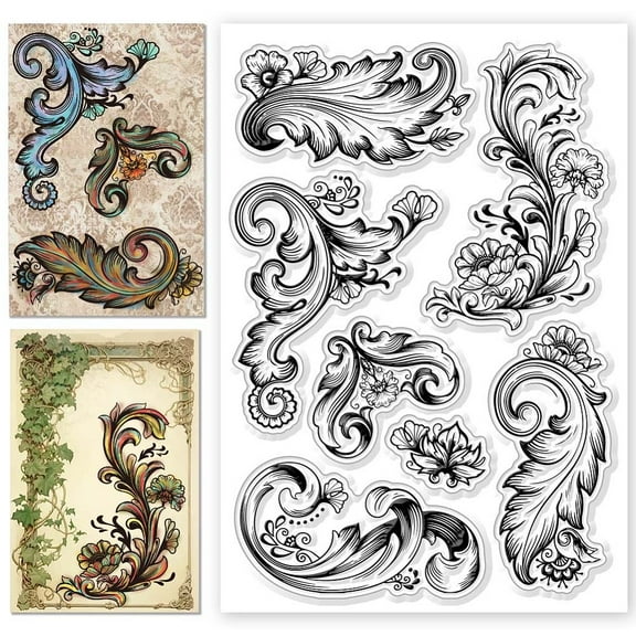 Custom PVC Plastic Clear Stamps for DIY Scrapbooking Photo Album Decorative Cards Making Floral 160x110mm 1Sheet