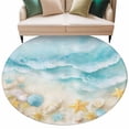 thumbnail image 2 of Blue Summer Beach 6ft Round Rugs, Coastal Starfish Shell Nautical Ocean Washable Non-Slip Area Rugs for Living Room Bedroom Kitchen, Soft Low Pile Dining Room Kicthen Circle Carpet, Indoor Floor Rug, 2 of 9