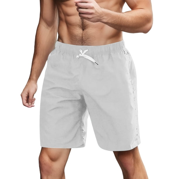 Pantalones cortos deportivos de 5" para correr y gimnasio para hombre - Pantalones de playa de poliéster de secado rápido con bolsillos