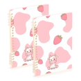 thumbnail image 2 of Haosy Pink Cow and Strawberry Notebooks 1-subject Journal 60 Sheets A5 College Ruled Paper Detachable Ring 8.3"x5.7", 2 of 8