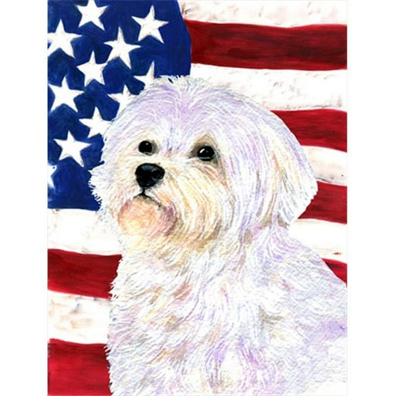 28 x 40 in. USA American Flag with Maltese House Size Canvas Flag