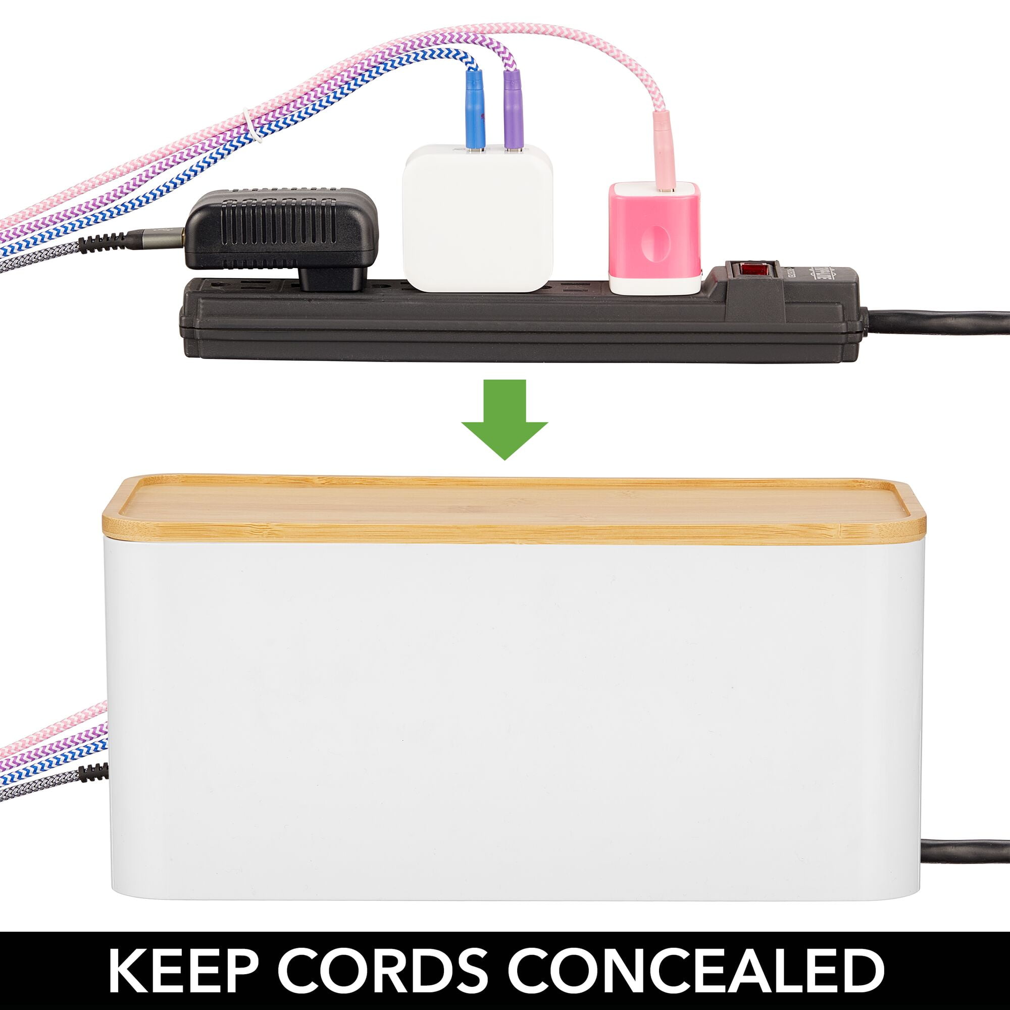 Buy mDesign Cable Management Box Storage Organizer for Power Strips
