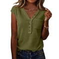 thumbnail image 2 of Womens Waffle Tank Top Sleeveless Henley Shirts 2026 Summer Loose Button Up V Neck Dressy Casual Tops Clothes,Army Green L, 2 of 6