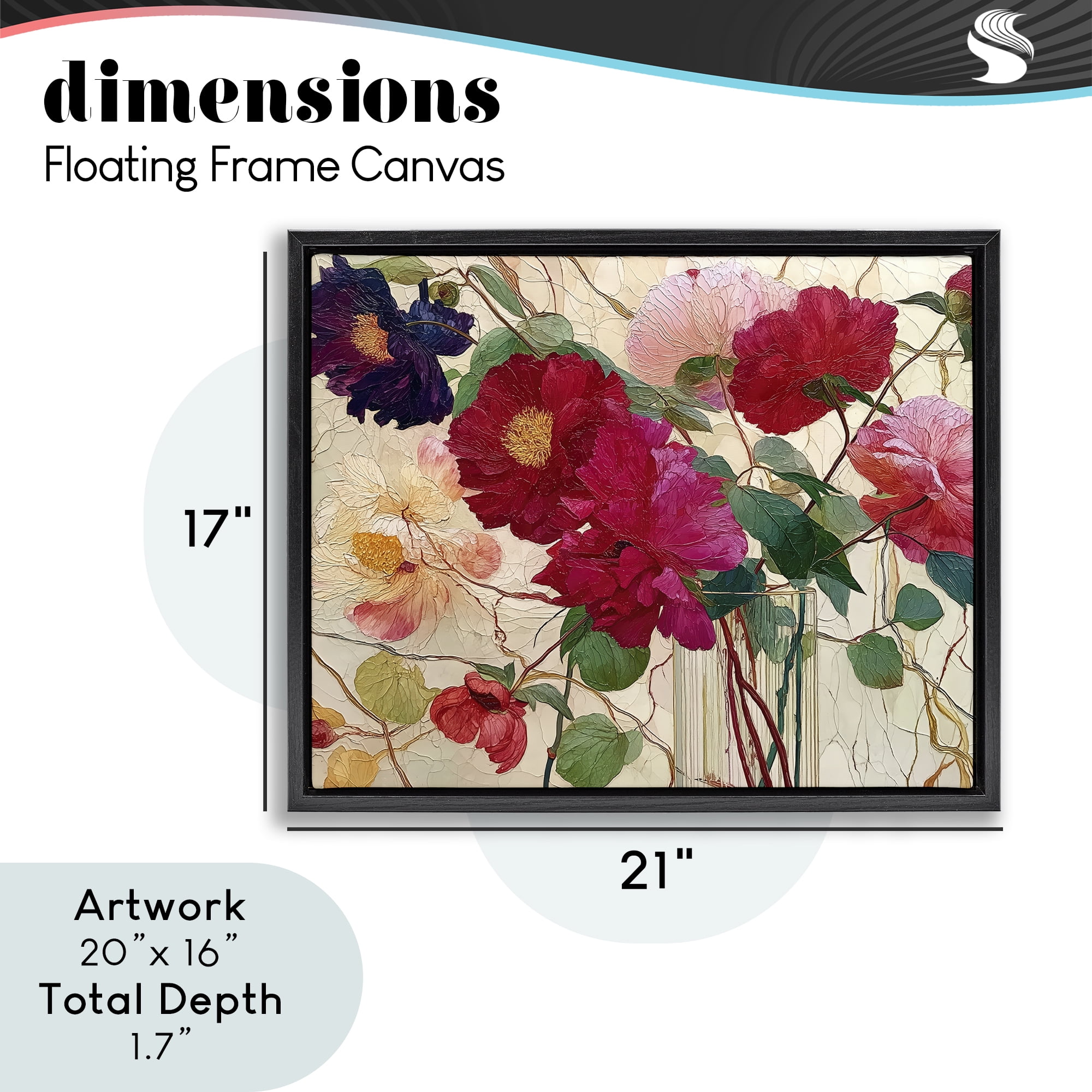 Haiku Flower Vase Black Framed Floater Canvas Wall Art, design by Annabelle Hall