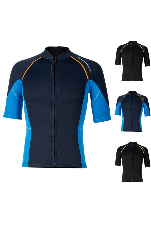 Rash Guard Wetsuit for Men 1.5MM Neoprene Short Sleeve Diving Top Thermal Surfing Swimwear,Black,M
