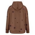 thumbnail image 6 of Women's Star Print Drawstring Hooded Sweatshirt with Pocket, Lightweight Oversized Long Sleeve Pullover Top, Casual Streetwear Fall Winter Comfort Wear, Aesthetic Soft Fleece Loungewear Khaki XXL, 6 of 8